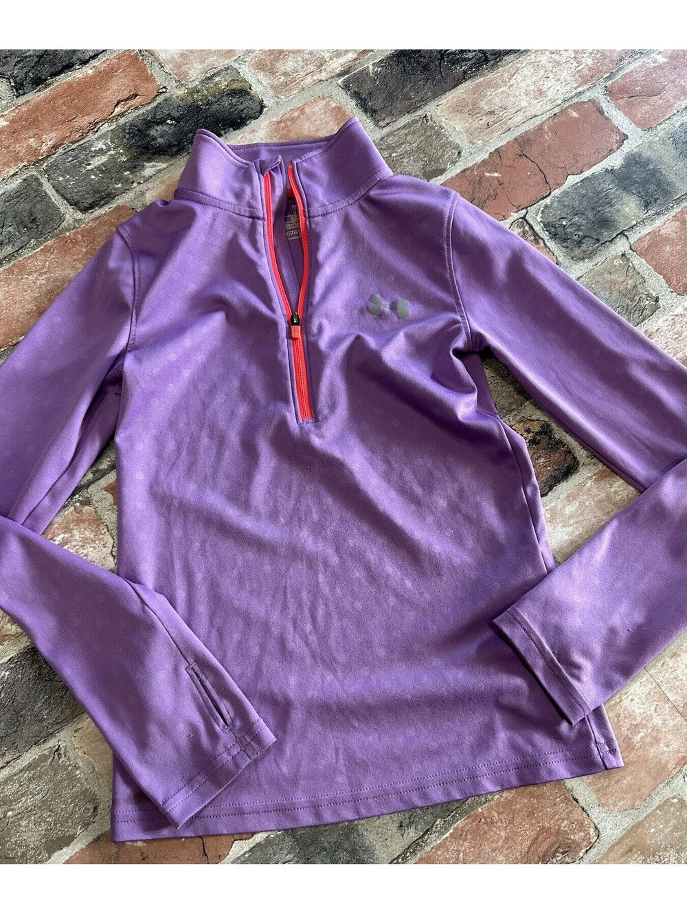 Under Armour Girls HeatGear Purple 1/4 Zip Thumbhole Pullover YXS